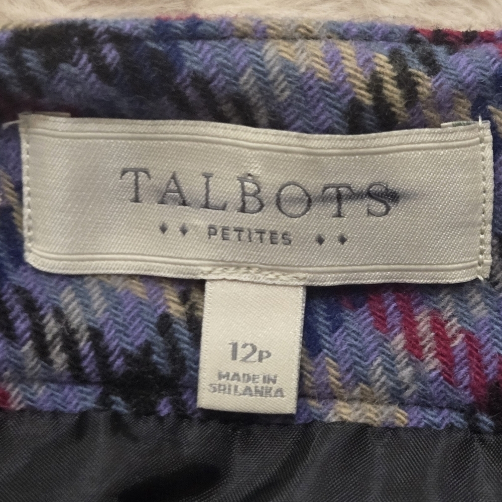 Talbots Petites Purple Plaid and Houndstooth Straight Skirt, Size 12P - Picture 2 of 7